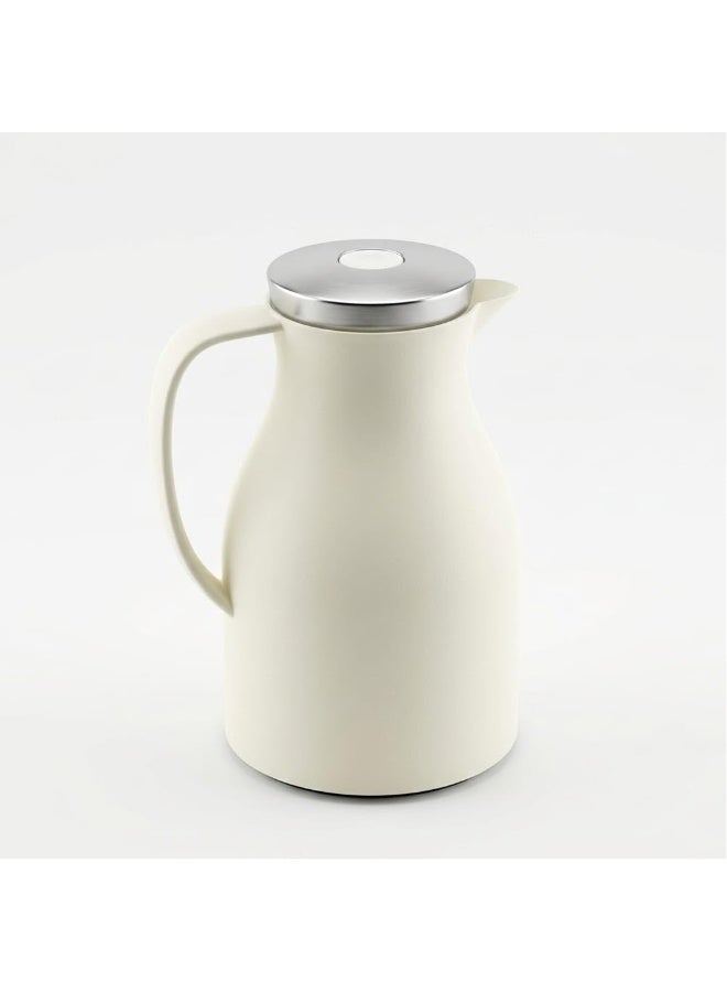 Vacuum Insulated Thermal Carafe 1.5L Coffee and Tea Pot with Glass Liner and SUS304 Stainless Steel Lid  Beige - Image 2