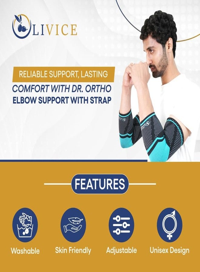 OLIVICE Elbow Support (3D) (Pair) for Men and Women, Navy Blue and Cyan Compression Brace for Pain Relief, Injury Recovery, and Sports Stability, Size XL - Image 3