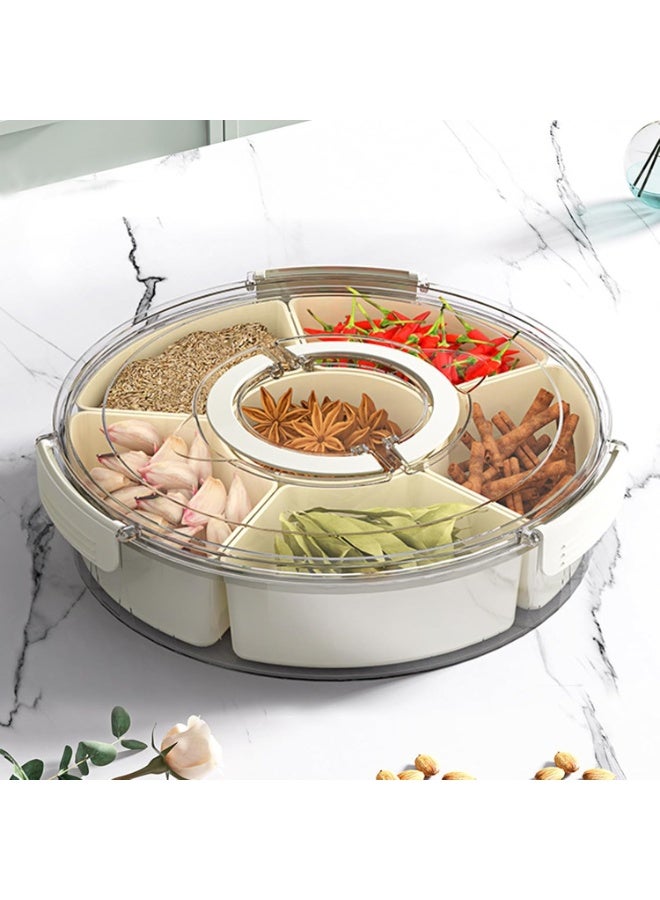 TRASSLE Snackle Box Container, Divided Serving Tray with Lid and Handle, Portable Clear Snack Box Container Organizer for Charcuterie, Veggie, Fruits, Candy, Snacks Party, Travel, Picnic - Image 1