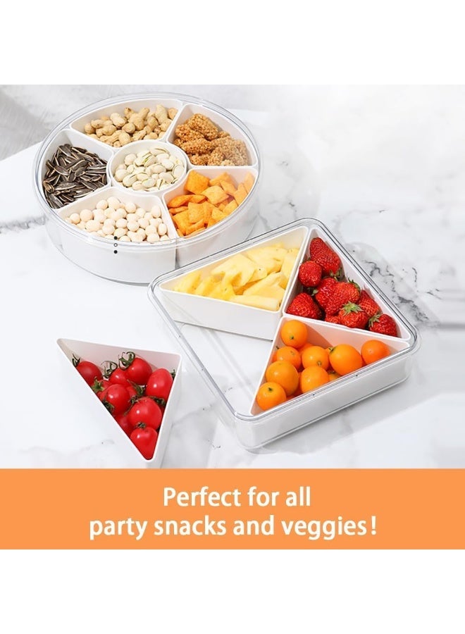 TRASSLE Snackle Box Container, Divided Serving Tray with Lid and Handle, Portable Clear Snack Box Container Organizer for Charcuterie, Veggie, Fruits, Candy, Snacks Party, Travel, Picnic - Image 4