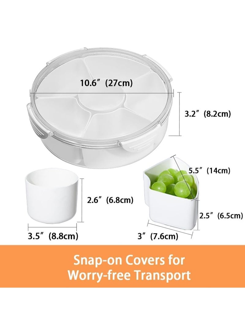 TRASSLE Snackle Box Container, Divided Serving Tray with Lid and Handle, Portable Clear Snack Box Container Organizer for Charcuterie, Veggie, Fruits, Candy, Snacks Party, Travel, Picnic - Image 2