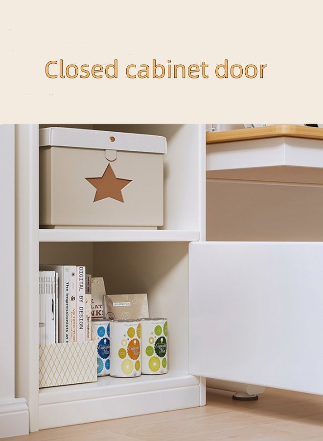 رف كتب زاوية مع شرائط إضاءة LED، خزانة كتب خشبية كبيرة مع خزانة تخزين ورفوف مفتوحة من 4 طبقات، رفوف تخزين عرض قائمة بذاتها للمكتب المنزلي وغرفة المعيشة وغرفة النوم - Image 3