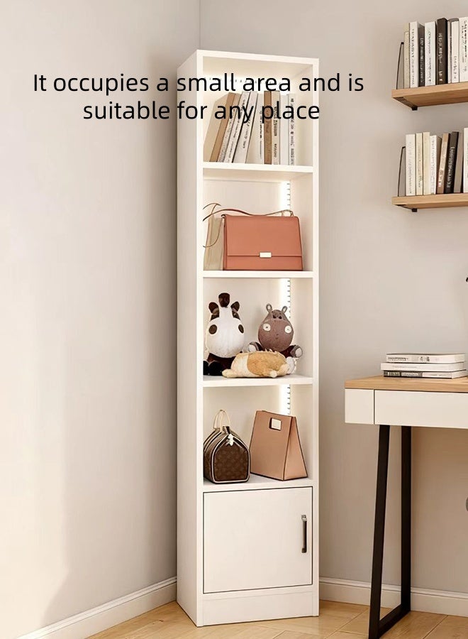 رف كتب زاوية مع شرائط إضاءة LED، خزانة كتب خشبية كبيرة مع خزانة تخزين ورفوف مفتوحة من 4 طبقات، رفوف تخزين عرض قائمة بذاتها للمكتب المنزلي وغرفة المعيشة وغرفة النوم - Image 5