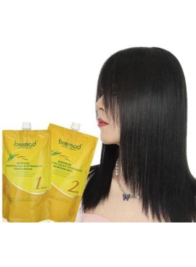 بريمود طقم بريمود كيراتين لفرد الشعر الحريري علاج تنعيم ولمعان ومكافحة الهيشان للعناية الاحترافية بالصالونات 800 مل و 800 مل - Image 2