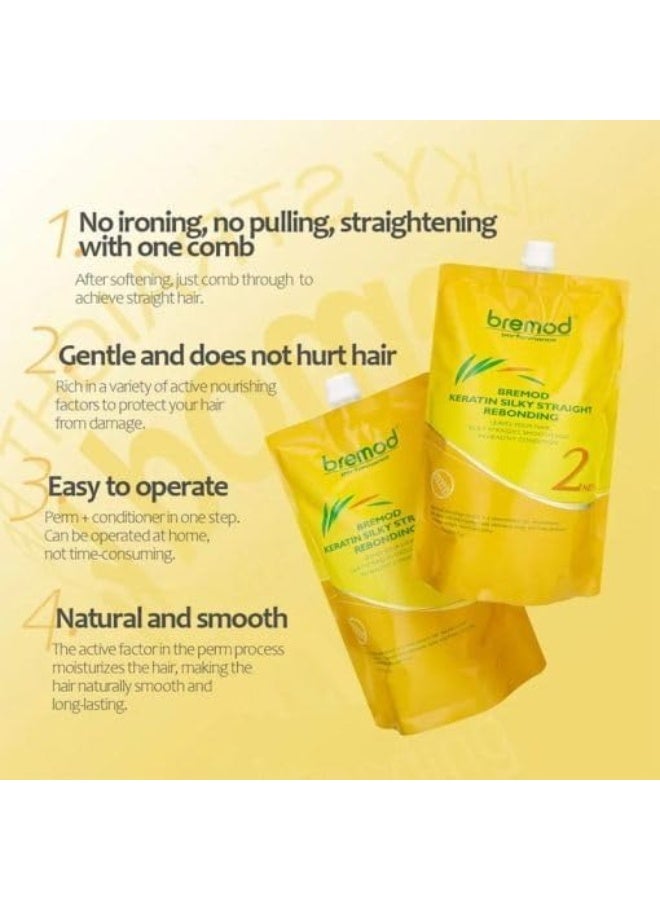 بريمود طقم بريمود كيراتين لفرد الشعر الحريري علاج تنعيم ولمعان ومكافحة الهيشان للعناية الاحترافية بالصالونات 800 مل و 800 مل - Image 3