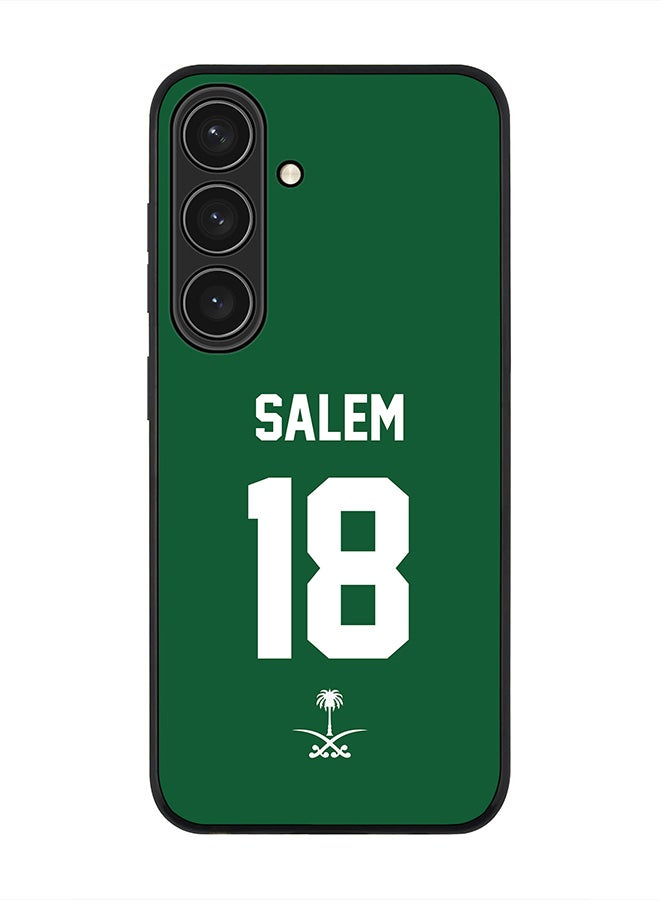 Stylizedd Rugged Black edge case for Samsung Galaxy S24, Slim fit Soft Case Flexible Thin Cover- Football Team-Saudi Arabia, Player Name-Salem - Image 1