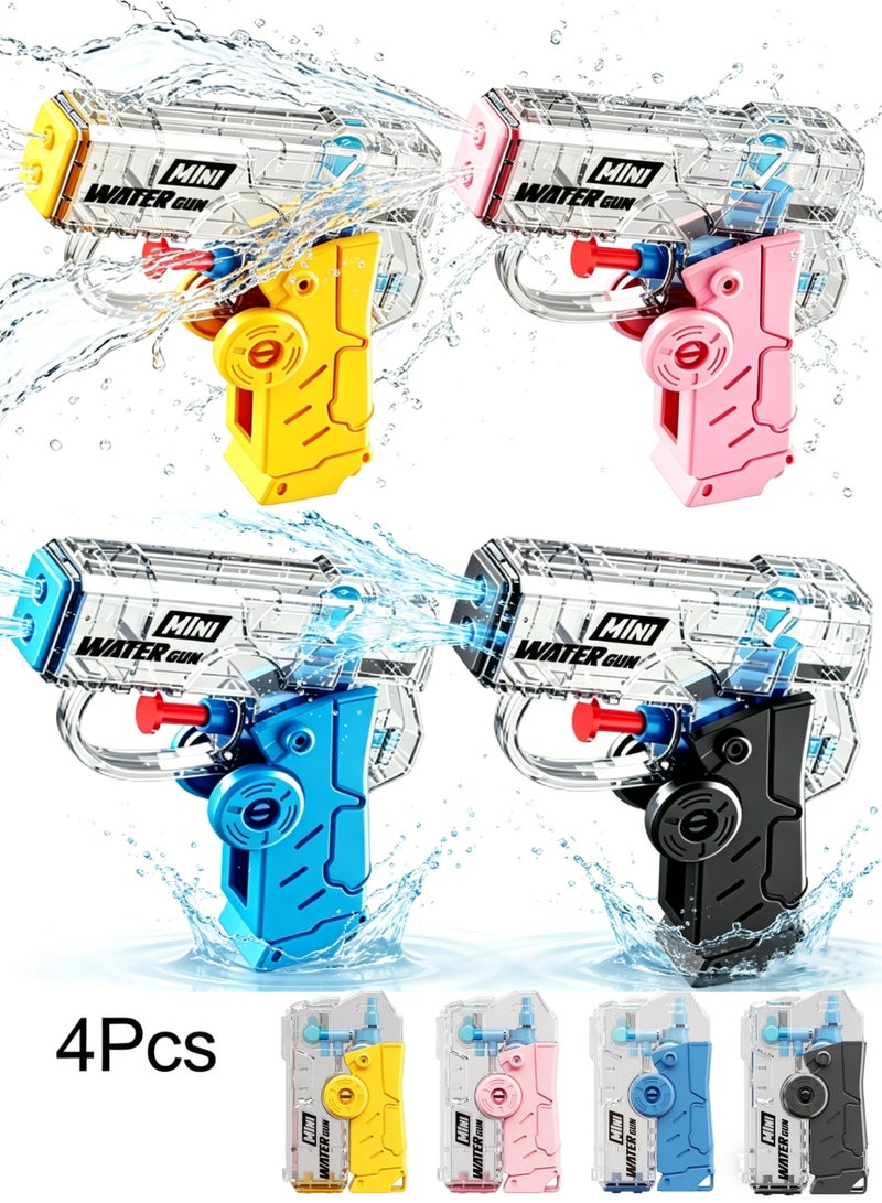 4 Pack Mini Water Gun for Kids Toddler, Holi Pichkari for Kids Swimming Pool Accessories Water Games Water Pool Toys 7-8M Long Range Super Water Soaker Squirts Blasters Gun (Multicolour) - Image 1