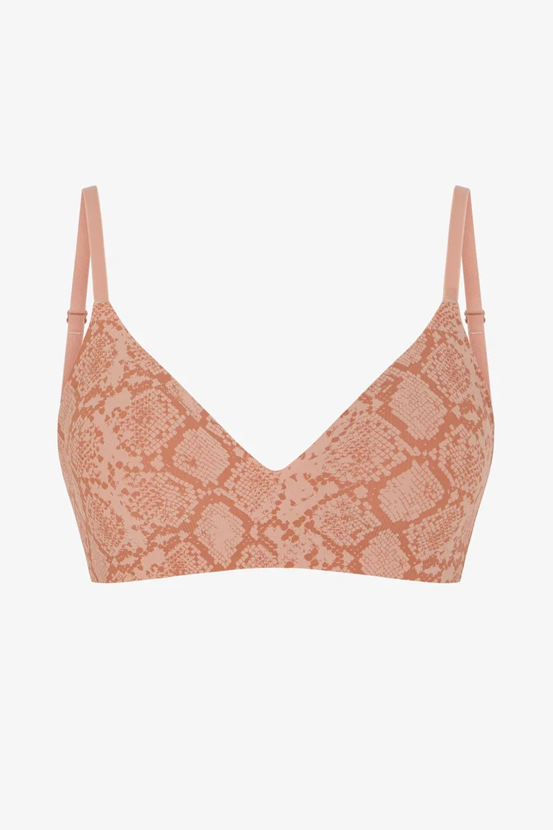 بنتي PENTI No-Show Tattoo Effect Triangle Snake Print Removable Pad Bra
