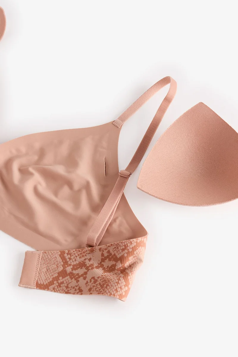 بنتي PENTI No-Show Tattoo Effect Triangle Snake Print Removable Pad Bra