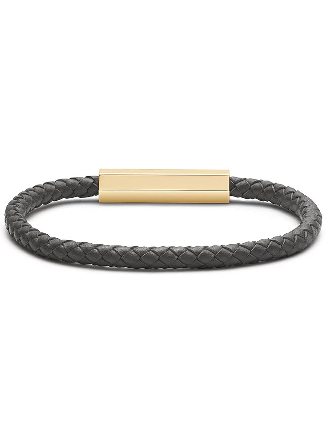 ام في ام تي سوار مضفر من الجلد للرجال 28200169 مقاس واحد من الفولاذ المقاوم للصدأ بدون أحجار كريمة - Image 2