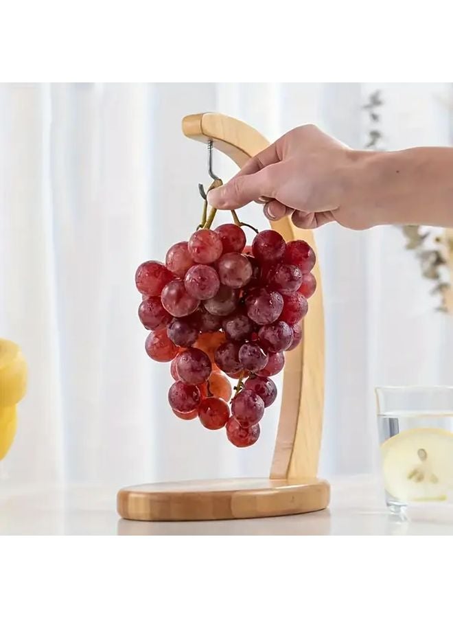 1pc Wooden Banana Tree Hanger with Artificial Leaves and Hooks for Kitchen Living Room - Image 5