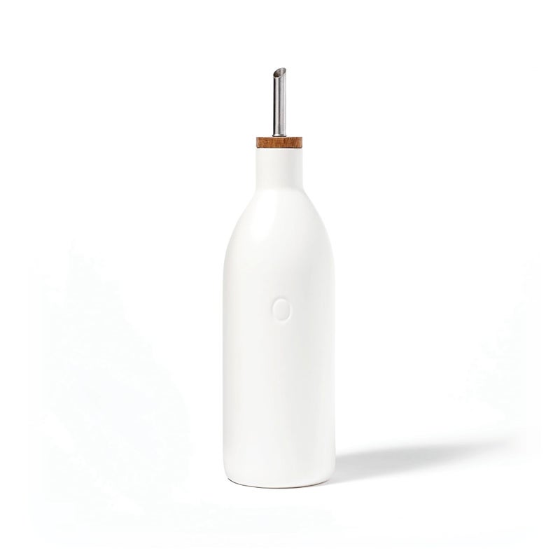 زجاجة زيت سيراميك بيضاء من فوك رن سعة 17 أونصة 500 مل مع فوهة وصمام