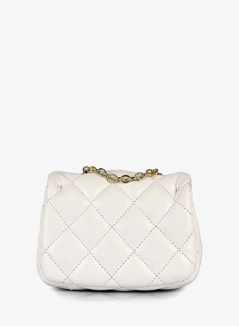 Lion Llama White Mini Quilted PU Crossbody Bag | Trendy Mini Quilted Crossbody Bag for Women & Girls | Stylish Shoulder Purse for Women | Best Price UAE