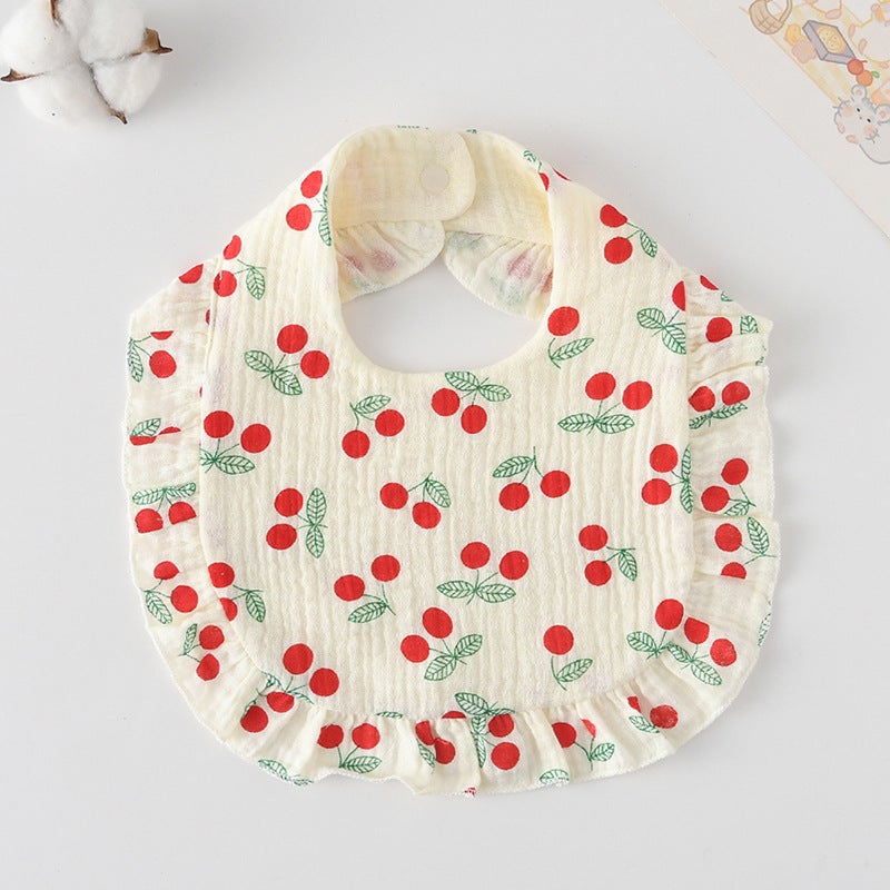 New Baby Saliva Towel Ruffled Children Baby Cotton Gauze Lace Bib Bib Saliva Pocket - Image 1