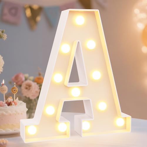 Pooqla LED Marquee Letter Lights Sign, Light Up Alphabet Letter for Home Party Wedding Decoration A - Image 1
