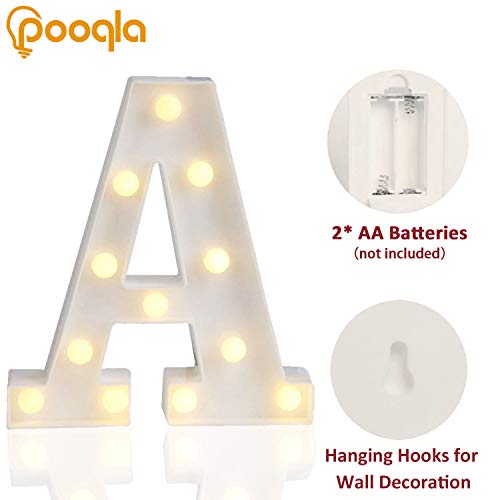 Pooqla LED Marquee Letter Lights Sign, Light Up Alphabet Letter for Home Party Wedding Decoration A - Image 2