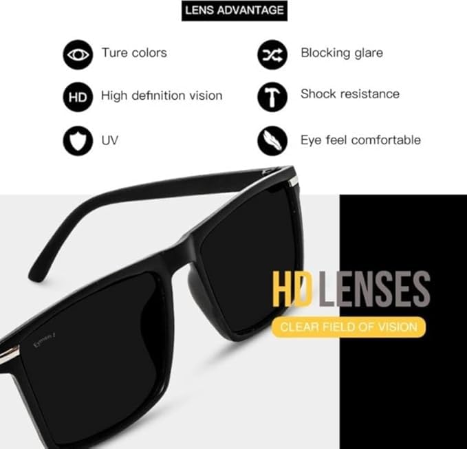 mashamart Black & Brown Aviator | Polarized and 100% UV Protected Sunglass | Square Sunglasses for Men & Women | Cooling Goggles Black Brown Shades Unisex Sunglass (Pack Of 2) - Image 4
