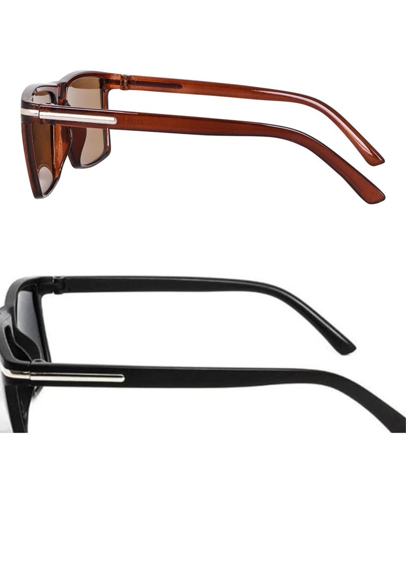 mashamart Black & Brown Aviator | Polarized and 100% UV Protected Sunglass | Square Sunglasses for Men & Women | Cooling Goggles Black Brown Shades Unisex Sunglass (Pack Of 2) - Image 3