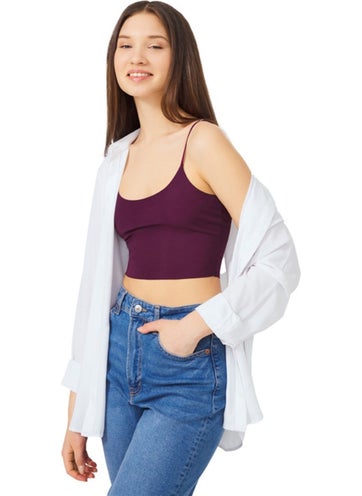 COTTONHILL Plum Adjustable Thin Straps Laser Cut Women's Crop Bustier  - Image 1