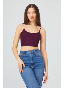 COTTONHILL Plum Adjustable Thin Straps Laser Cut Women's Crop Bustier  - Image 3