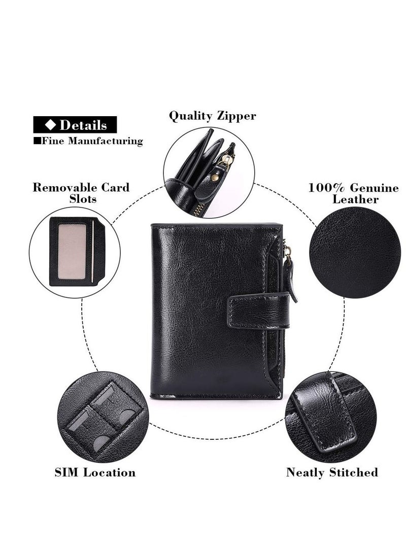 واي آند دي Women's RFID Blocking Leather Wallet, Small Compact Bi-fold Zipper Pocket Card Case Purse with ID Window - Image 3