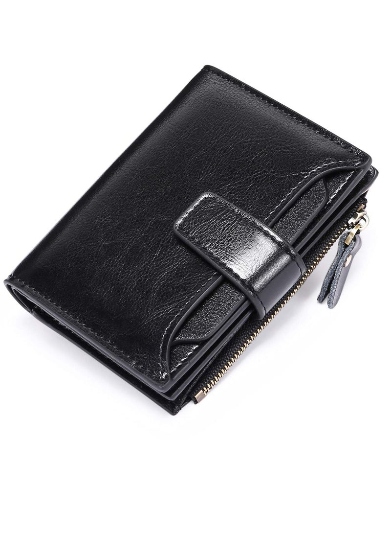 واي آند دي Women's RFID Blocking Leather Wallet, Small Compact Bi-fold Zipper Pocket Card Case Purse with ID Window - Image 4