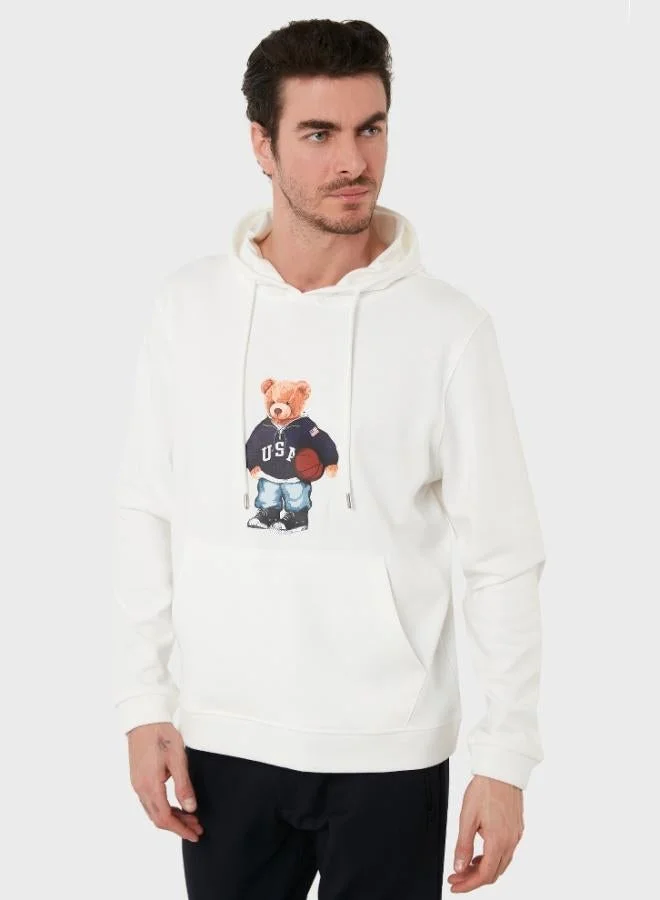 Buratti Printed Cotton Hooded Sweatshirt with Kangaroo Pocket for Men 6141003B