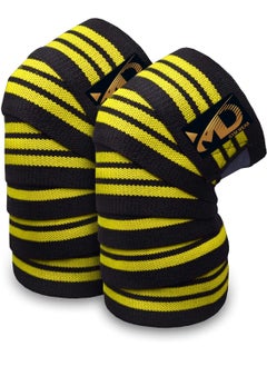MD Knee Support Wraps for Weightlifting, Fitness & Gym Workouts 2Pcs, Yellow  - Image 1