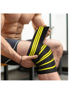 MD Knee Support Wraps for Weightlifting, Fitness & Gym Workouts 2Pcs, Yellow  - Image 2