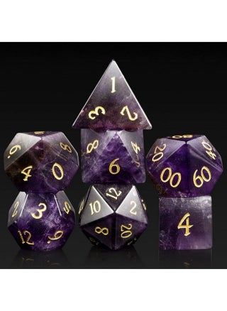 Amethyst Crystal Dnd Dice Set 7 Pcs Gemstone D&D Dice With Grogeous Gift Case For Dungeons And Dragon Tabletop Game (Amethyst) - pzsku/ZD52A7F89A25BC93F14B9Z/45/_/1687933762/f2799a33-2ab3-4bc6-bb03-00078cefa9a5