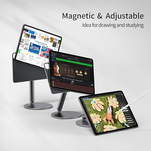 LULULOOK Magnetic Stand for iPad Pro 13 inch M4 (2024)/ M5(2025), 360° Rotating Swivel Base, Aluminium Alloy Tablet Stand for Desk, Foldable Holder Only for iPad Pro 13" M4/M5 - Image 4