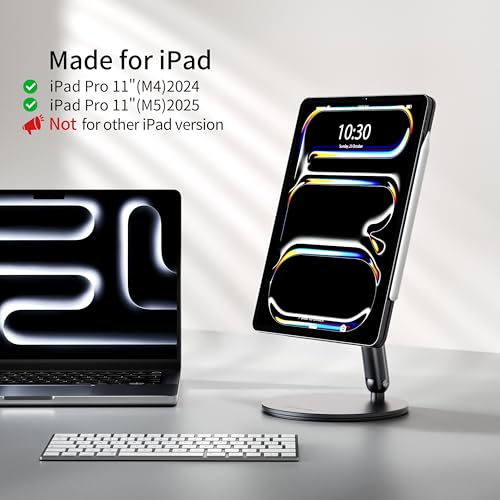 LULULOOK Magnetic Stand for iPad Pro 13 inch M4 (2024)/ M5(2025), 360° Rotating Swivel Base, Aluminium Alloy Tablet Stand for Desk, Foldable Holder Only for iPad Pro 13" M4/M5 - Image 2