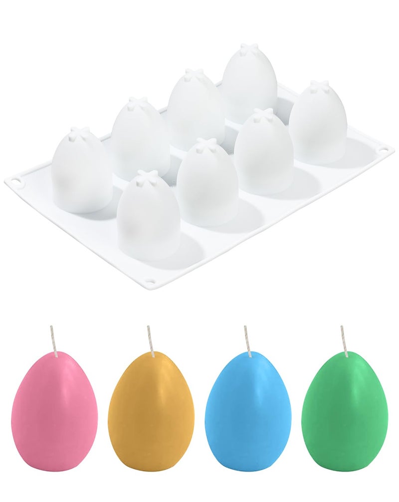 Liobelon Silicone Egg Molds - 8-Cavity Easter Egg Shaped Mold for Chocolate, Candy, Fondant, Jello, Baking, Soap, Resin, Lotion Bar - Image 1