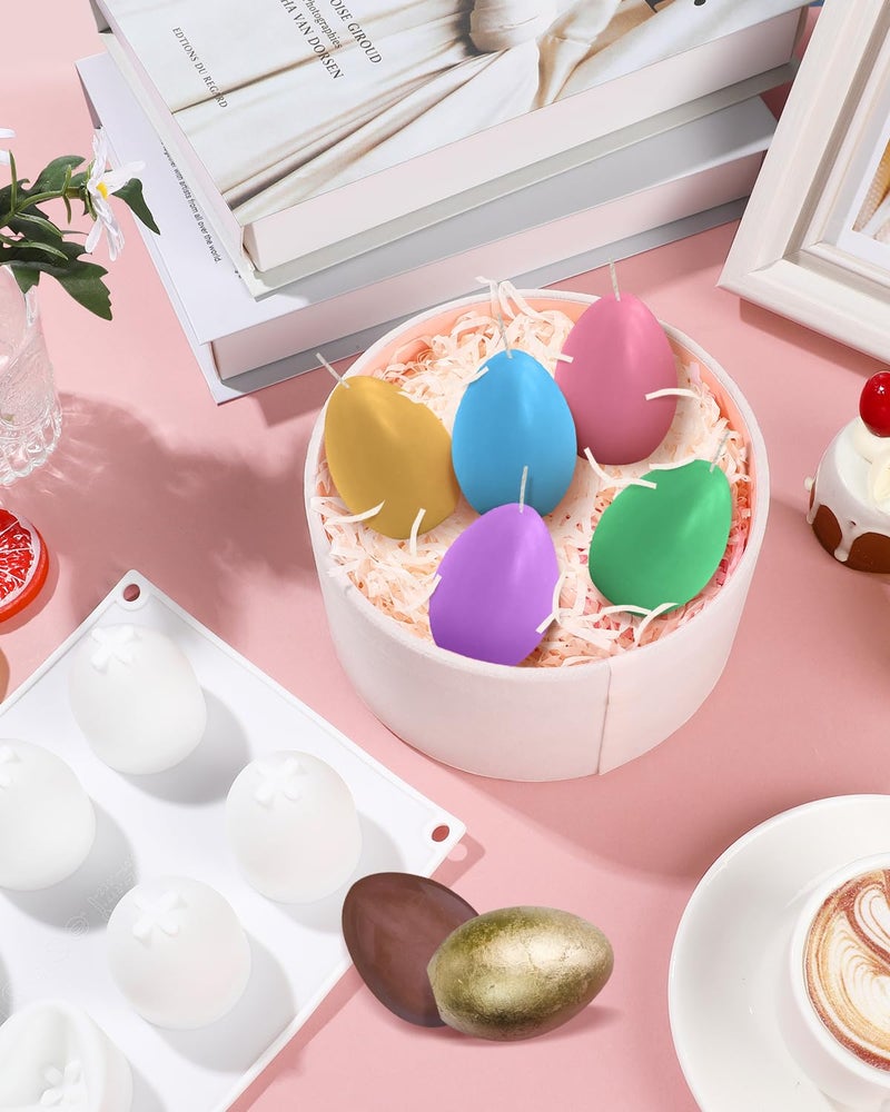 Liobelon Silicone Egg Molds - 8-Cavity Easter Egg Shaped Mold for Chocolate, Candy, Fondant, Jello, Baking, Soap, Resin, Lotion Bar - Image 2