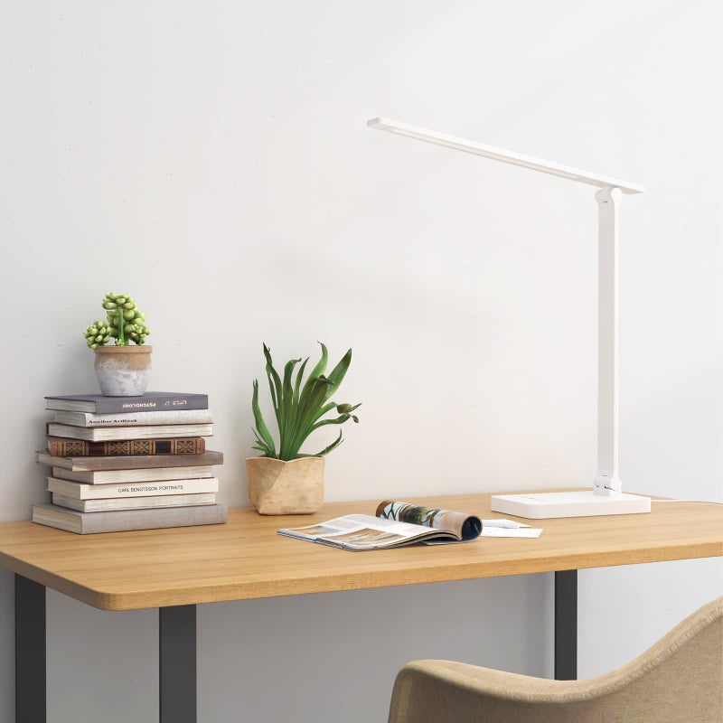 Lepro LED Desk Lamp with USB Charging Port, 700LM Dimmable Home Office Touch Control Reading Table Lamp,5 Color Modes with 5 Brightness Level, Dorm Room Essentials, Task Lamp, Sewing, Crafting, White - Image 4