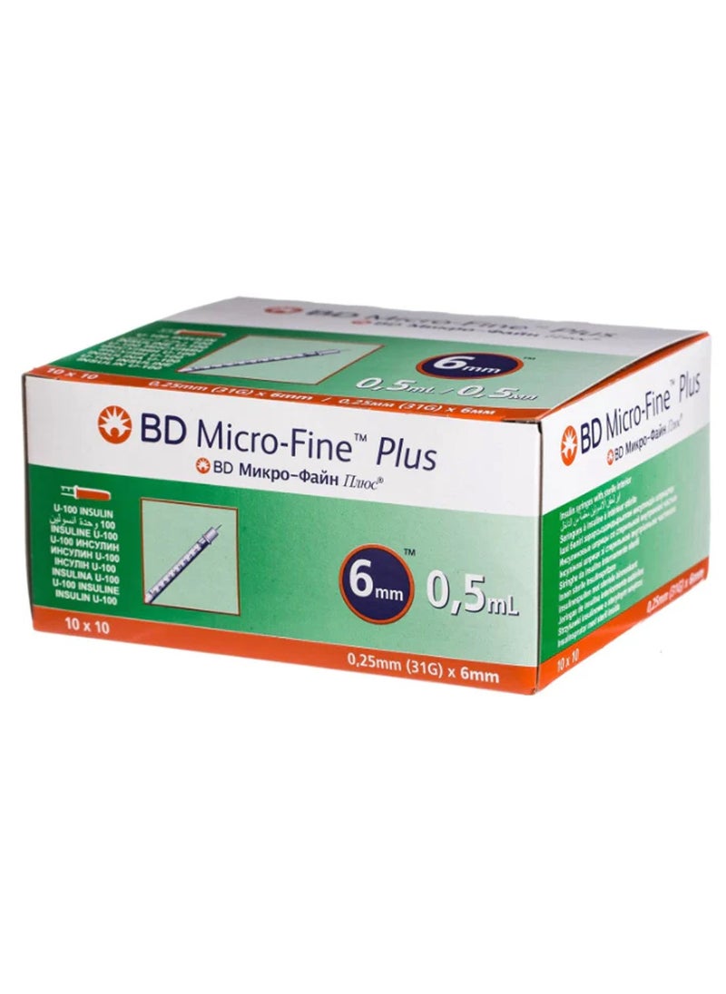 BD - BD Micro-Fine Plus Insulin Syringe 6mm 0.5ml 100's - Image 1