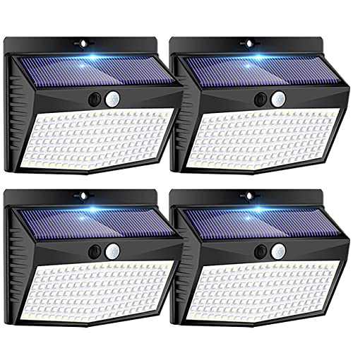 Peasur Solar Outdoor Lights 138 LED4 Packs Solar Motion Sensor Security Lights with 3 Lighting Modes Solar Wall Lights Waterproof Solar Powered Lights for Garden Fence Yard Deck Garage - Image 1