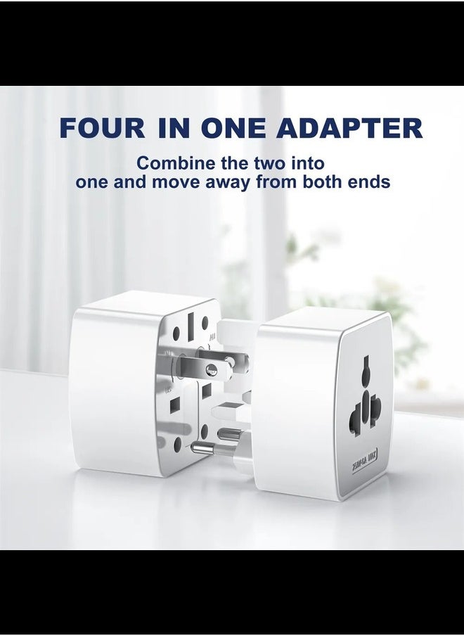 Generic 2 PIN USA NEMA 1-15P Plug to UK/US2 PIN USA NEMA 1-15P Plug to UK/US/EU/AUS Socket Travel Conversion Plugs,US Plug to Variety of National Socket，Europe to US Plug Adapter，(White)  - Image 5