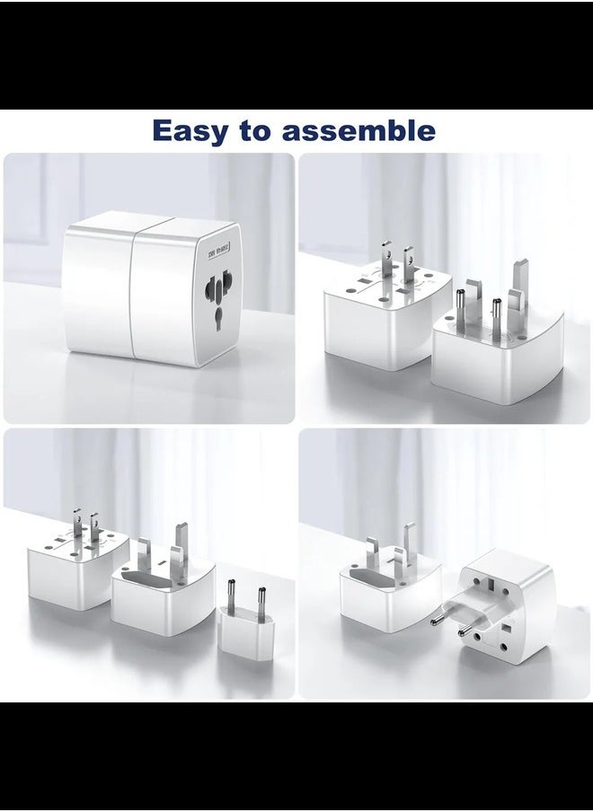 2 PIN USA NEMA 1-15P Plug to UK/US2 PIN USA NEMA 1-15P Plug to UK/US/EU/AUS Socket Travel Conversion Plugs,US Plug to Variety of National Socket，Europe to US Plug Adapter，(White)