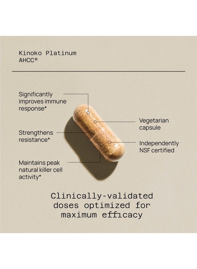 Quality of Life Premium Kinoko Platinum AHCC Herbal Supplement, 750mg of AHCC per Capsule, for Immune Support, Liver Function, Maintains Natural Killer Cell Activity, 1 Pack, 60 Veggie Capsules