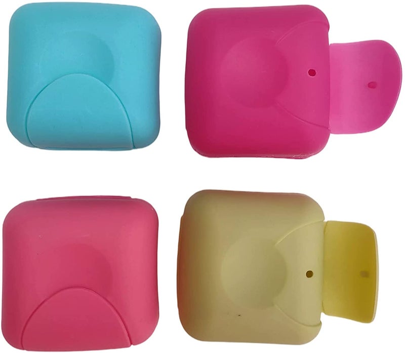4 Pcs Portable Travel Soap Container Case Box Holder Plastic Soap Case Organizer for Home Bathroom Hiking Camping and Other Outdoor Activities Blue Green Pink Rose Red