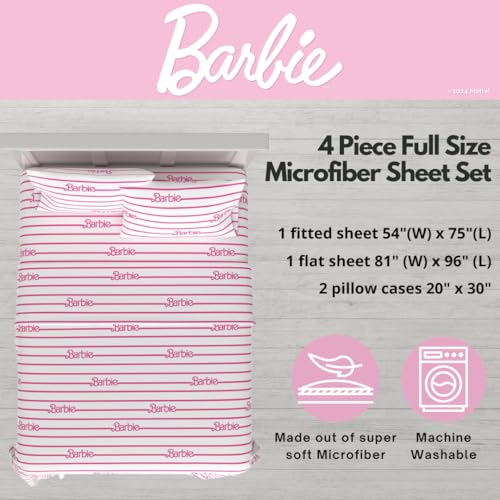 Franco Barbie Logo Bedding Super Soft Cozy Microfiber 4 Piece Full Sheet Set Officially Licensed Product By Franco - Image 3