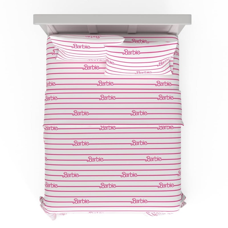 Franco Barbie Logo Bedding Super Soft Cozy Microfiber 4 Piece Full Sheet Set Officially Licensed Product By Franco - Image 2