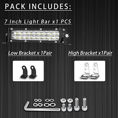 SAN YOUNG 7 Inch Slim LED Light Bar for Truck Tractor, Small LED Pods Off Road Driving Auxiliary Fog Lights 60W 6000lm, Waterproof Flood Work Light Bar for ATV UTV RZR RC RV Lawn Mower Golf Cart E-Bike - Image 3