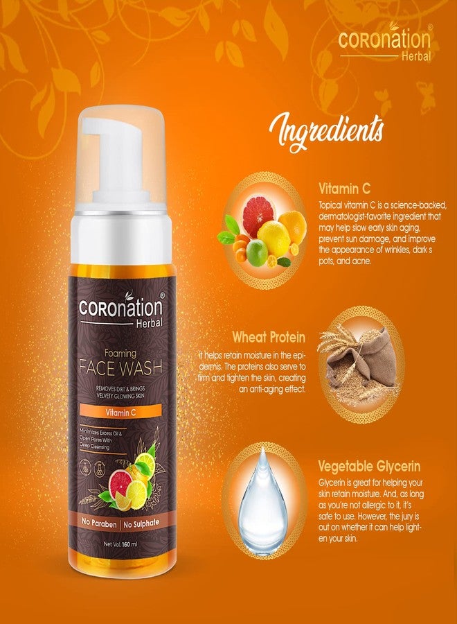 COROnation Herbal غسول الوجه الرغوي بفيتامين سي العشبي من كورونيشن للرجال والنساء | يزيل الأوساخ ويمنح البشرة ملمسًا مخمليًا وإشراقة رائعة | يقلل من الزيوت الزائدة ويصغر المسام المفتوحة بتنظيف عميق - Image 2