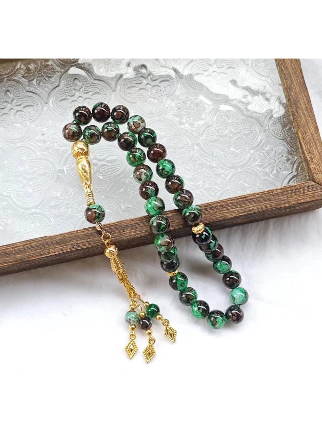NIBEMINENT 33 Muslim Prayer Beads Dark Green/10mm 