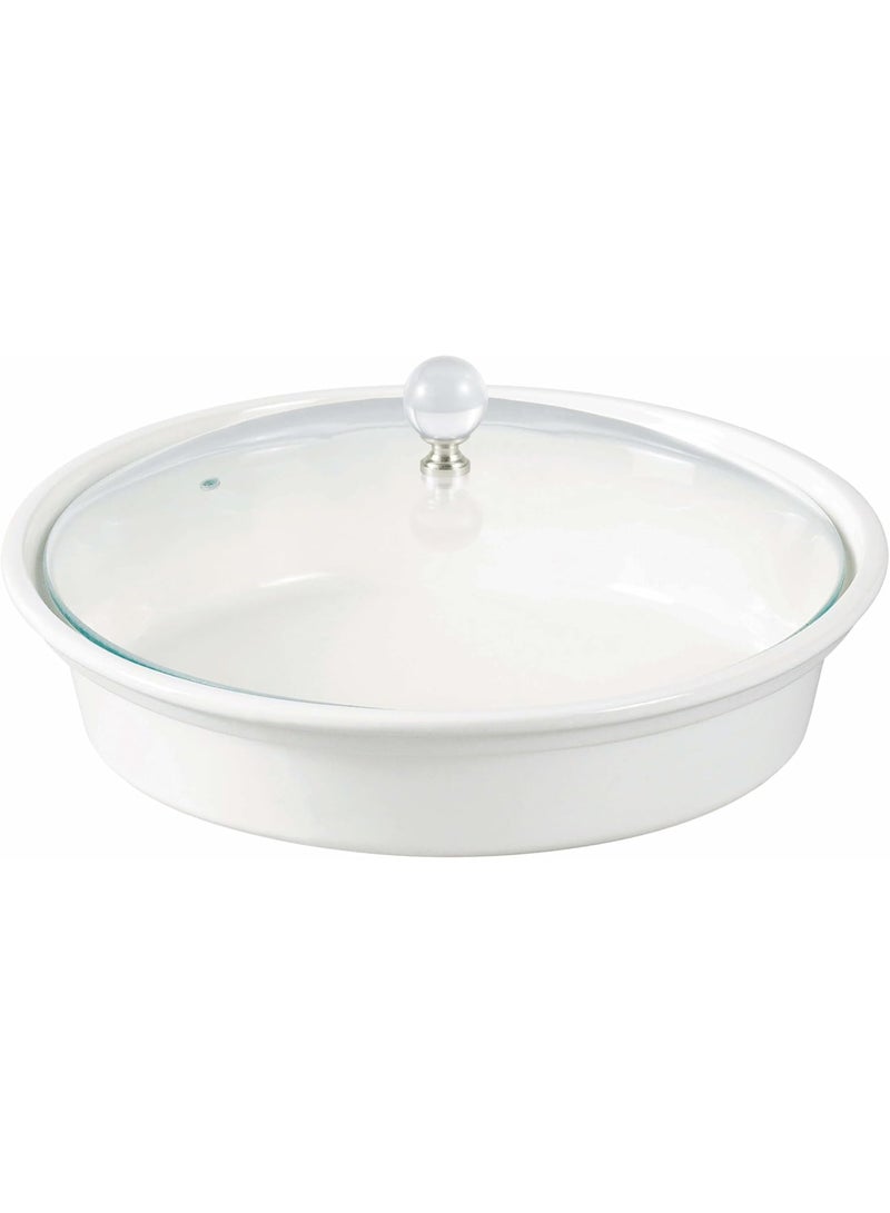 أوركيد طاجن مستطيل من البورسلين مزين بزهرة الأوركيد مع حامل شموع صغيرة، طاجن طاولة طعام، طبق تقديم طعام سيراميكي مع غطاء، طبق طاجن بوفيه يحافظ على الحرارة (أبيض، دائري 12 بوصة) - Image 3