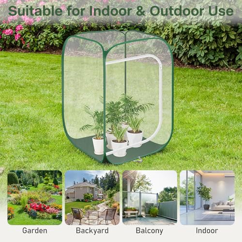 OnBrand 24.65" x 24.65" x 35.59" Portable Pop Up Greenhouse for Outdoors & Indoors, PVC Mini Greenhouse with Zipper Door & Storage Bag, Clear Plant Tent for Seedlings Flowers Vegetables - Image 5