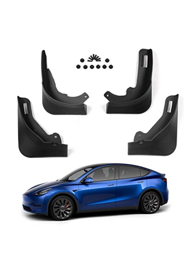 Generic DELFINO Mud Flaps Splash Guards Fender, Front Rear Mudguard Kit Auto Fender Mudflaps with Screws Full Protection Customized No Need to Drill Holes Fit for Tesla Model Y Set of 4 (Matte Black)  - Image 1