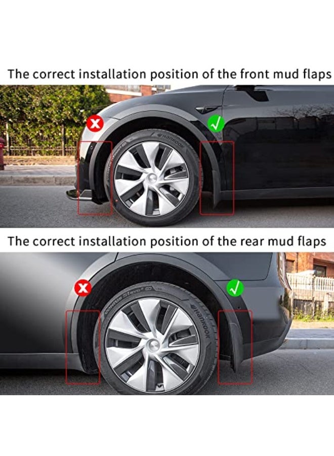 Generic DELFINO Mud Flaps Splash Guards Fender, Front Rear Mudguard Kit Auto Fender Mudflaps with Screws Full Protection Customized No Need to Drill Holes Fit for Tesla Model Y Set of 4 (Matte Black)  - Image 4